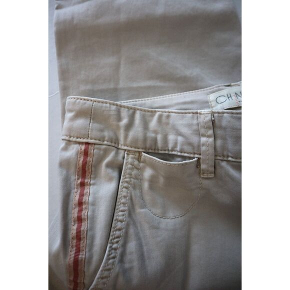 Chino x Anthropologie Women Sz 26 Khaki/Beige Stripe Relaxed Straight Leg Pants - Picture 6 of 11